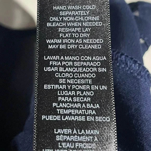 White House Black Market Navy Sheer Overlay Tank Top Blouse‎ Size L - Picture 6 of 7